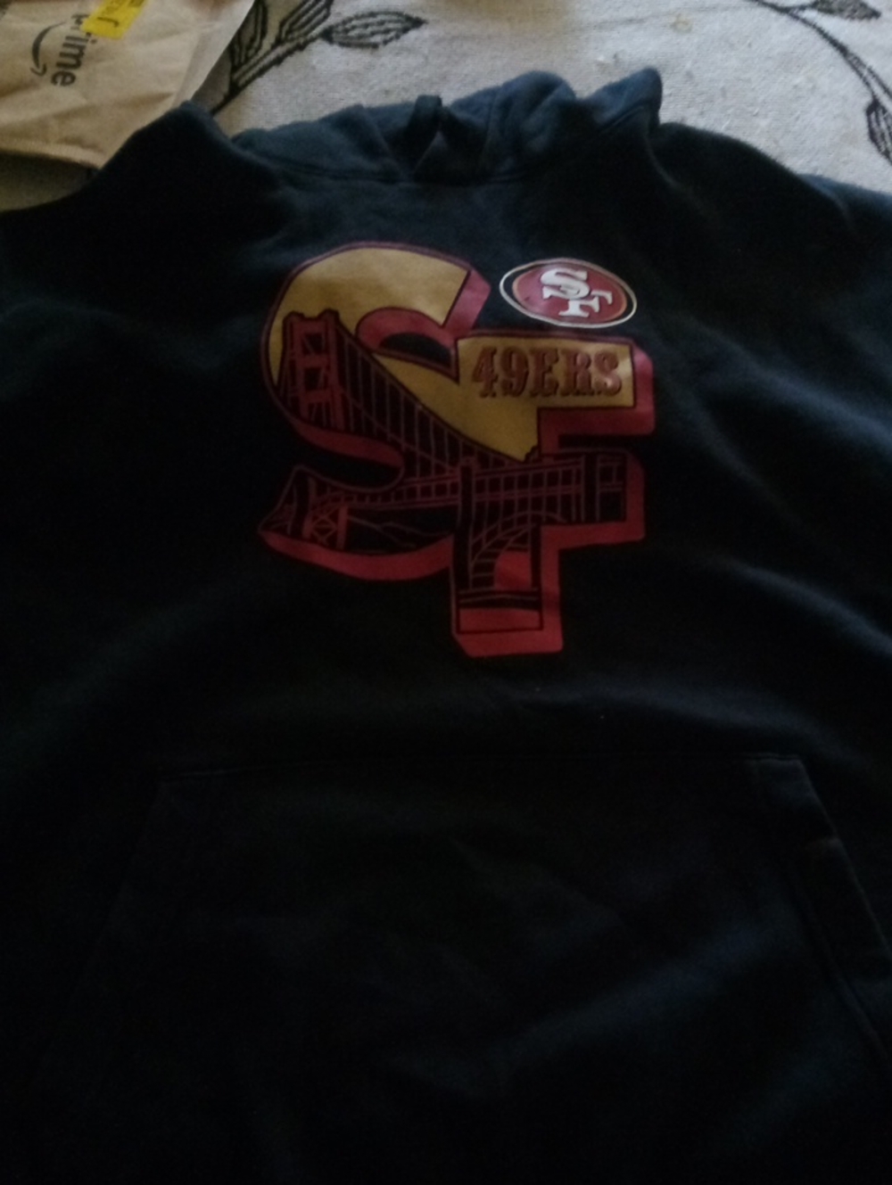 San Francisco 49ers Men Black Hoodie with Team Logo Size Xl